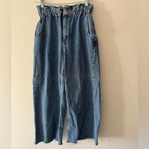 Zara Paperbag Elastic Waist Wide Leg Baggy Balloon Jeans